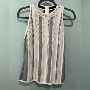 White House Black Market Black and White Knit Sleeveless Sweater